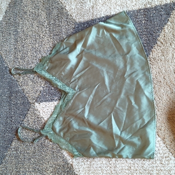 Forever 21 Slip Tank Top Lacy Satin Green Women's Size Medium Fairy - Picture 1 of 8